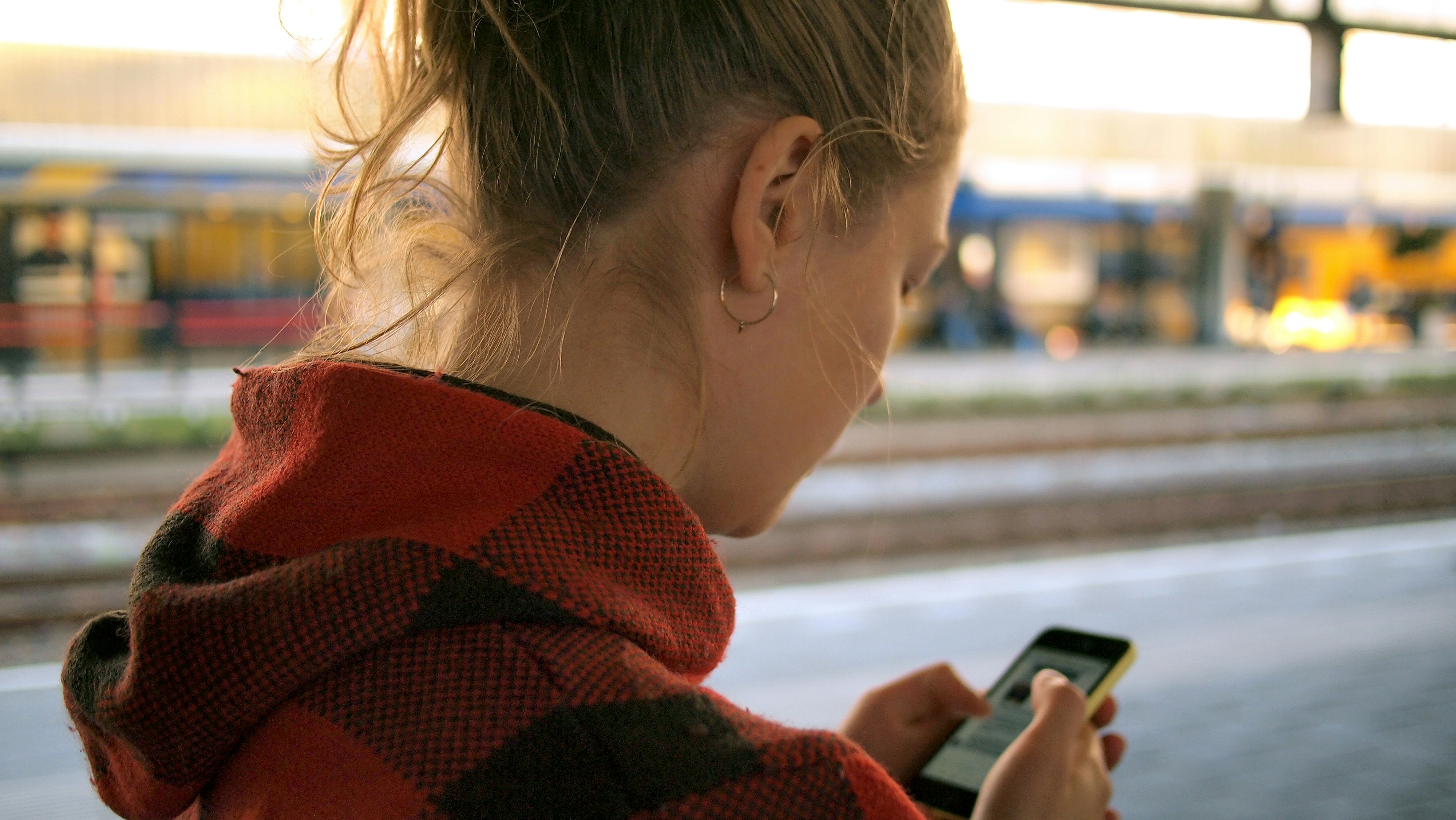 A girl using a phone
